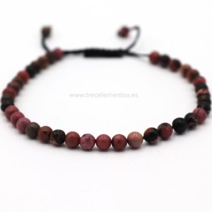 Pulsera ajustable de Rodonita natural 4 mm