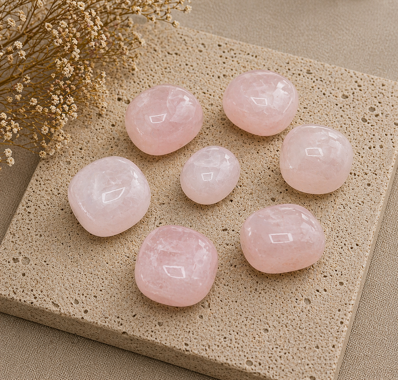 457060b1-05d7-4aed-8a2b-25545b9ee94d Cuarzo Rosa natural canto rodado para amor propio, calma emocional y bienestar interior