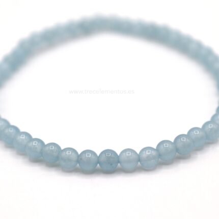 Pulsera de Aguamarina natural con cuentas pulidas de 4 mm