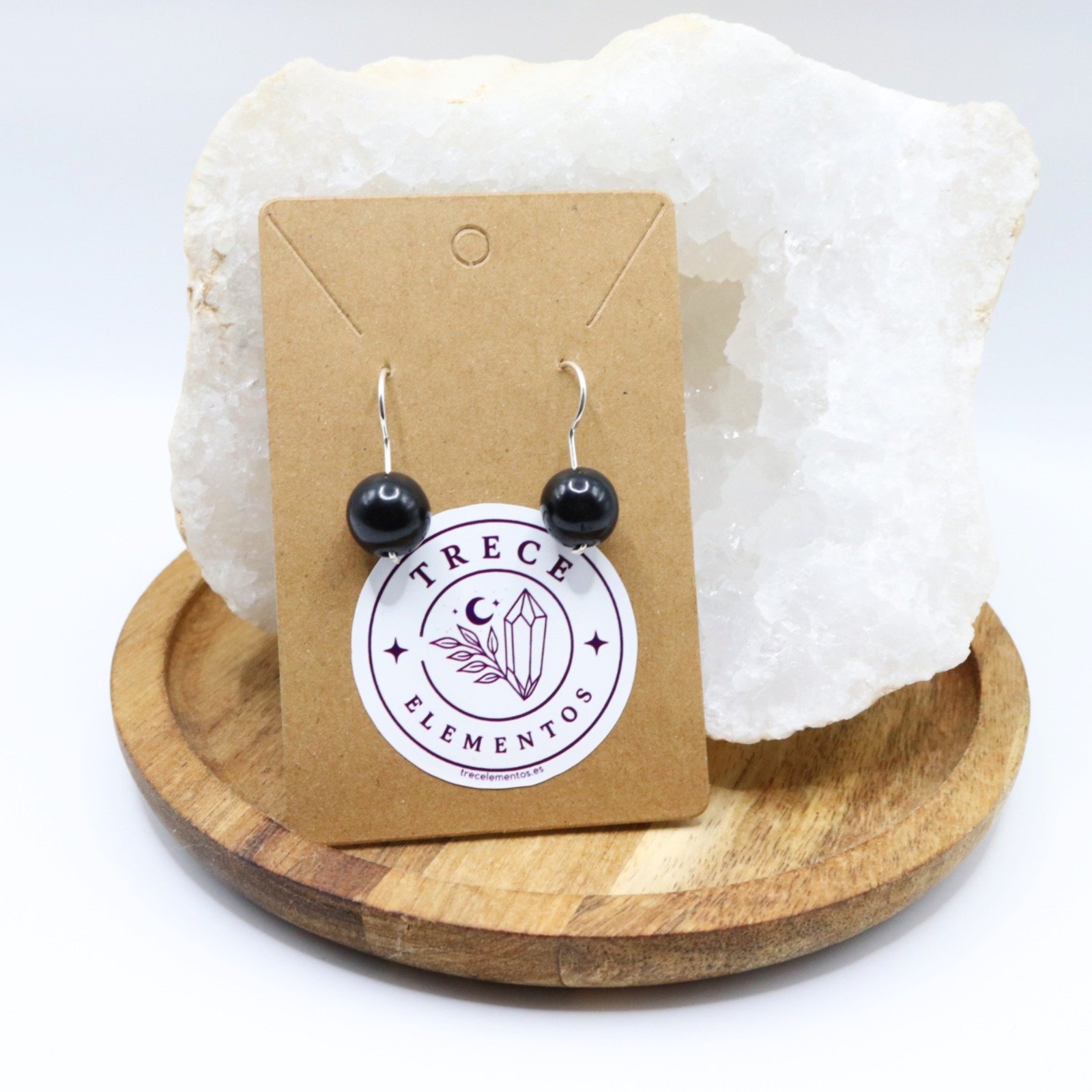BOLA COLG AZABACHE Pendientes Azabache Plata de ley