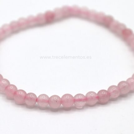 Pulsera de Cuarzo Rosa natural con cuentas pulidas de 4 mm