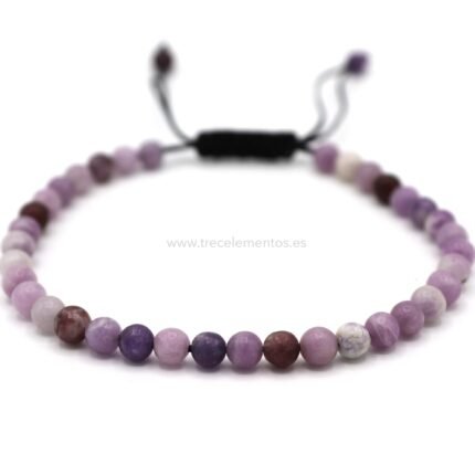 Pulsera de Lepidolita natural con cuentas de 4 mm