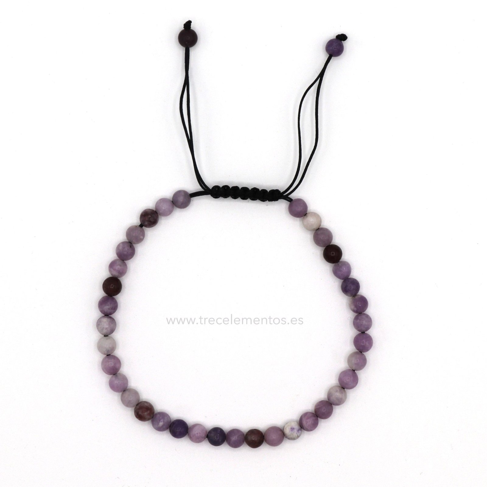 JASPE LILA AJUSTABLE_2 Pulsera Elastica Lepidolita 4 mm