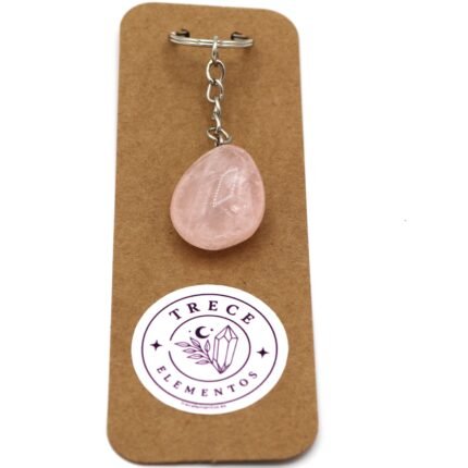 Llavero de Cuarzo Rosa natural para amor y armonia