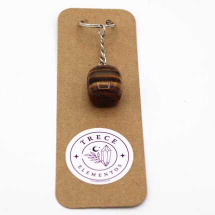 Llavero de Ojo de Tigre natural para proteccion y confianza