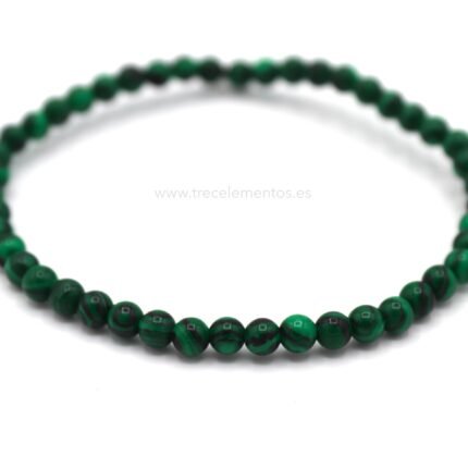 Pulsera elástica de Malaquita natural de 4 mm