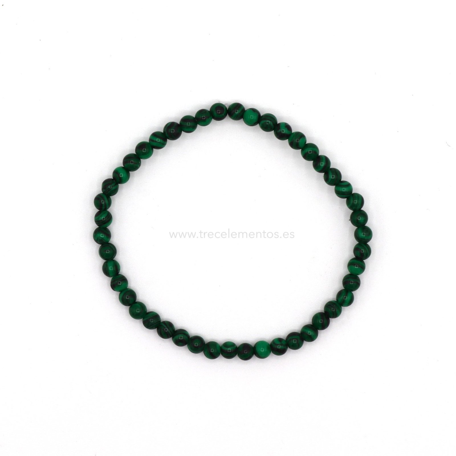 MALAQUITA GOMA_2 Pulsera energética de Malaquita natural con cuentas de 4 mm