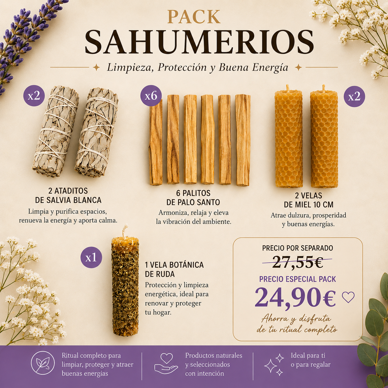 PACK SAHUMERIOS Pack Sahumerios Ritual de Limpieza y Protección - Imagen 1