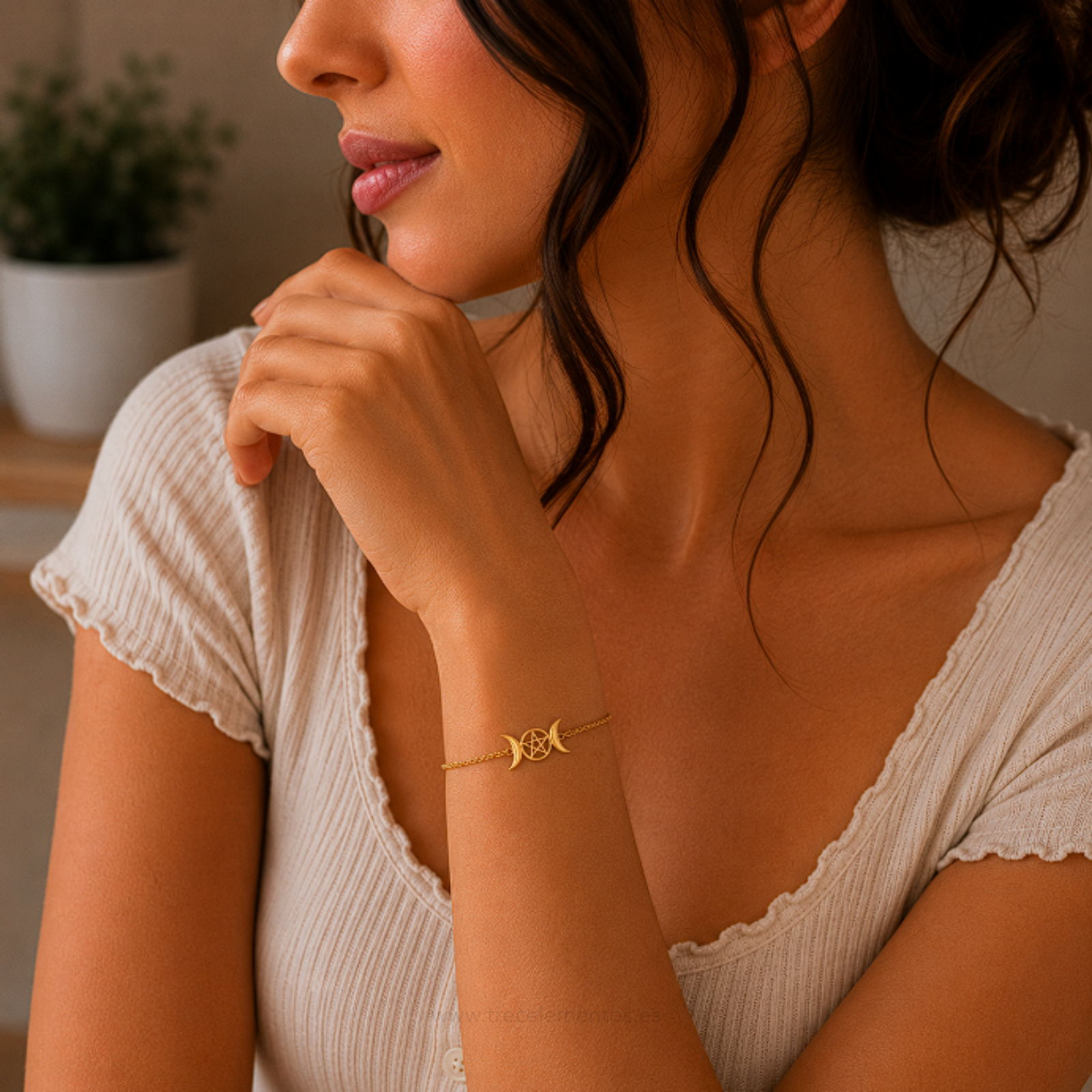 Pulsera Triple luna DO2 Pulsera Triple Luna de acero inoxidable dorado