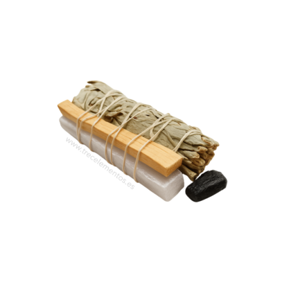 Pack Limpieza Energetica con Salvia Blanca Palo Santo Selenita y Turmalina