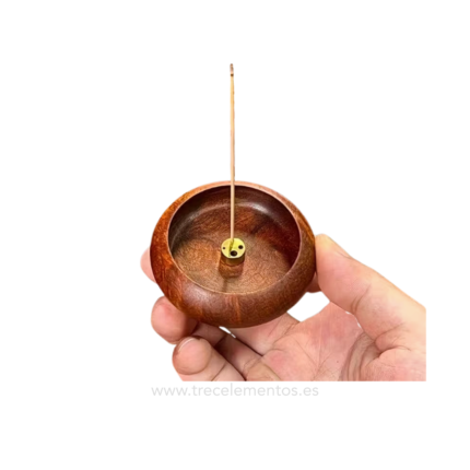 Soporte para incienso de madera con base redonda