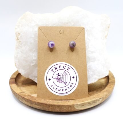 Pendientes de Amatista natural en acero inoxidable