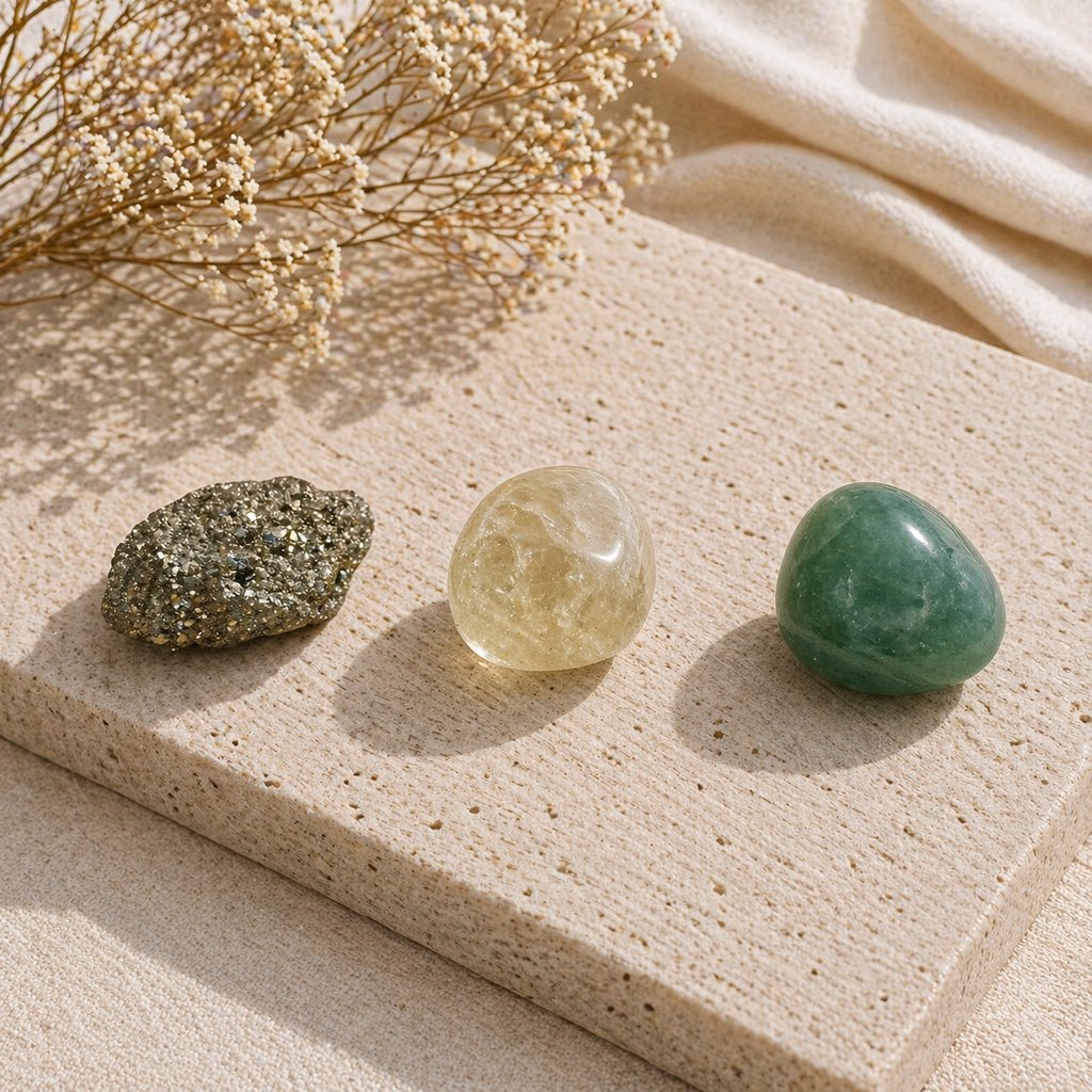 kit-minerales-abrete Kit minerales Ábrete con Pirita Citrino y Aventurina Verde