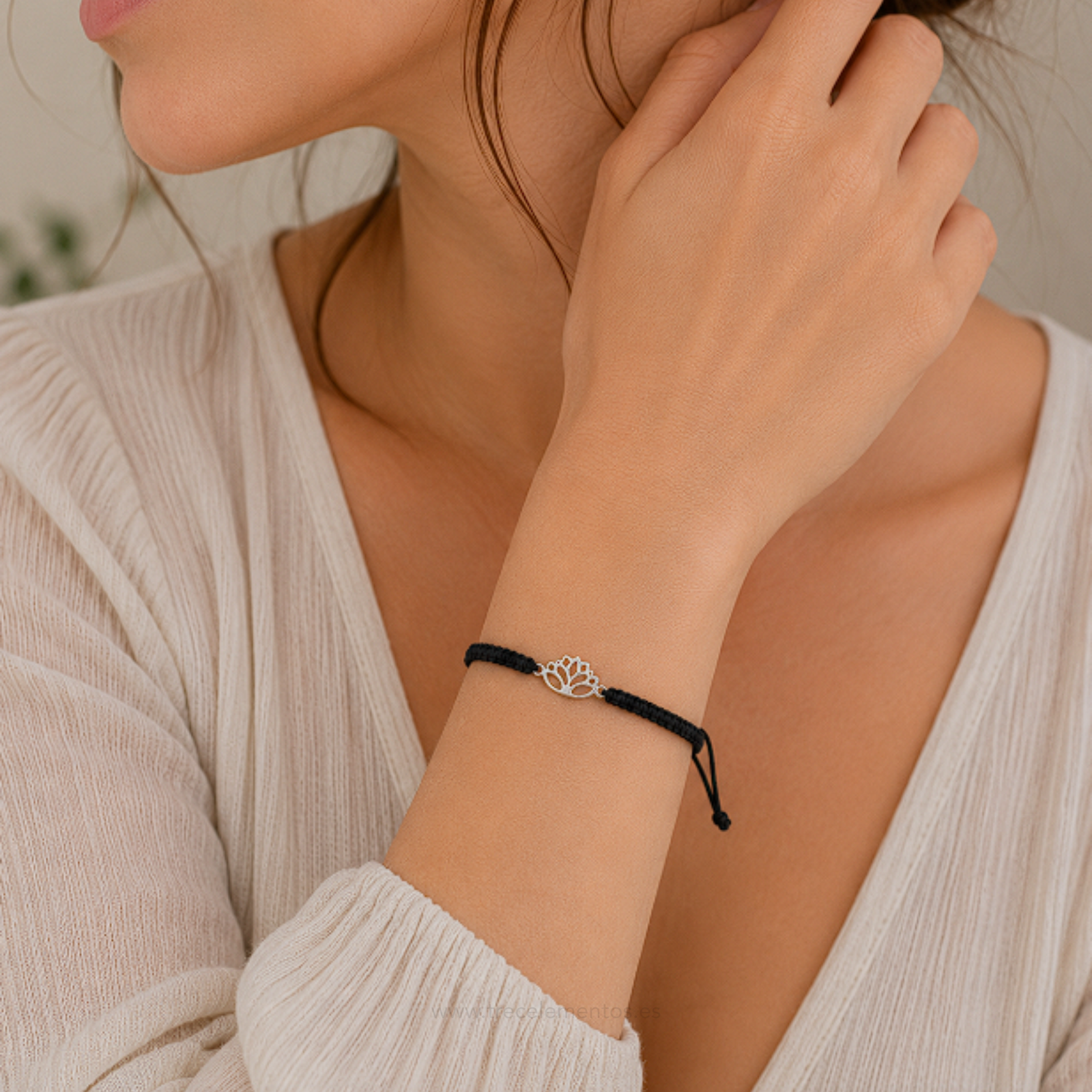 loto ajustable Pulsera ajustable con simbolo Flor de Loto en acero inoxidable