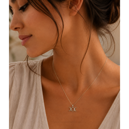 Collar Acero Triple Luna plateado
