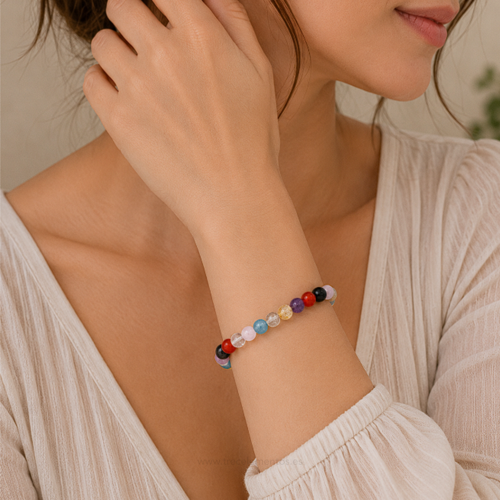 7 poderes 6mm2 Pulsera siete potencias con amatista cuarzo rosa citrino y onix