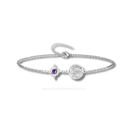 Pulsera Doble Proteccion con Amatista y simbolos espirituales