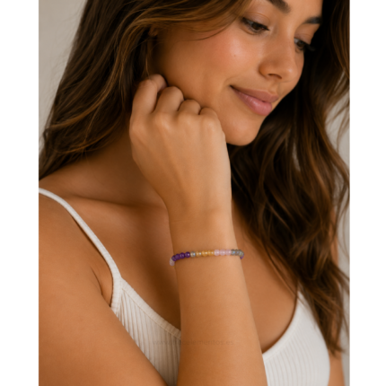 Pulsera de amatista citrino labradorita y cuarzo rosa