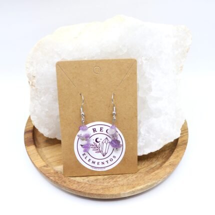Pendientes Chip Amatista Acero con piedra natural