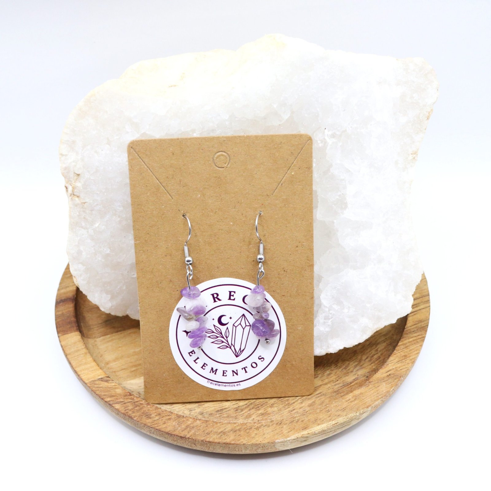 chip amatista Pendientes Chip Amatista Acero con piedra natural