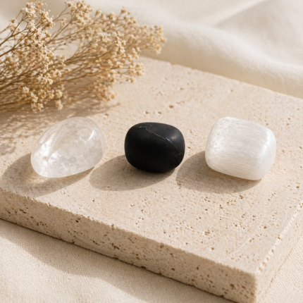 Kit Minerales Purifica con cuarzo transparente shungit y selenita