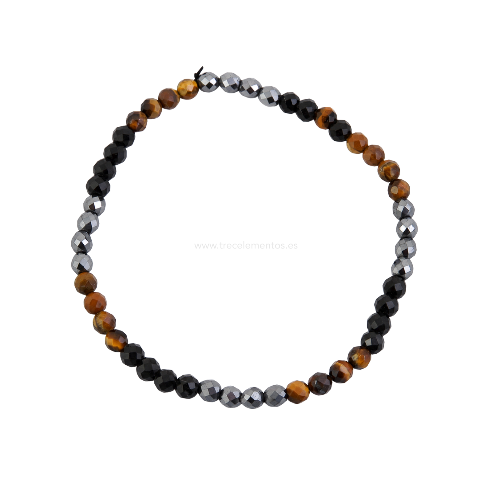 triple proteccion faceteada Pulsera Triple Protección Facetada 4 mm