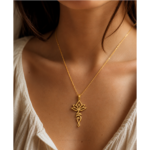 Collar unalome de acero símbolo budista del camino espiritual