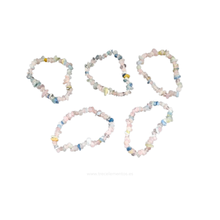 Pulsera de Morganita natural multicolor en chip