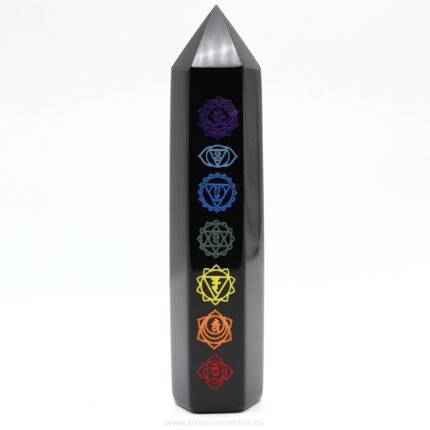 Punta de obsidiana negra 7 Chakras de 7 a 9 cm