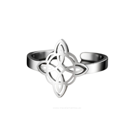Anillo Nudo de Bruja de acero dorado ajustable