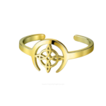 Anillo Nudo de Bruja y Luna Invertida de acero plateado