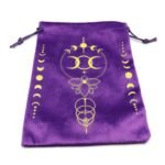 Bolsa morada para tarot con Triple Luna dorada