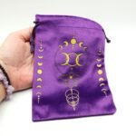 Bolsa de Tarot Triple Luna morada de terciopelo suave