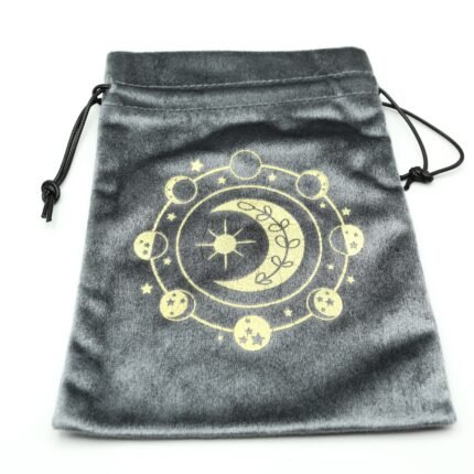 Bolsa de Tarot Luna Gris de terciopelo suave 13 x 18 cm
