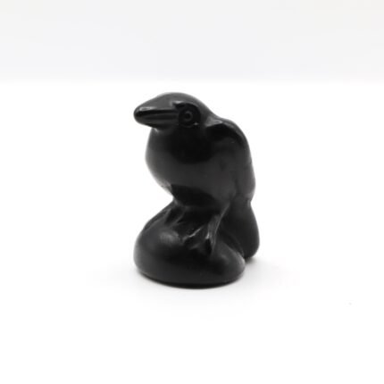 Cuervo de Obsidiana Negra tallado y pulido