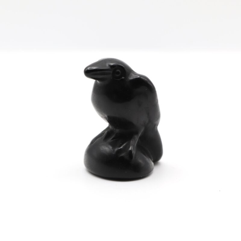 Cuervo de Obsidiana Negra tallado y pulido