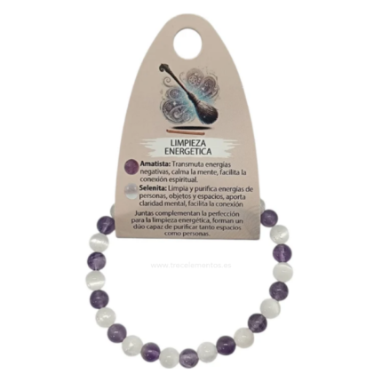 Pulsera Limpieza Energética de Amatista y Selenita 6 mm