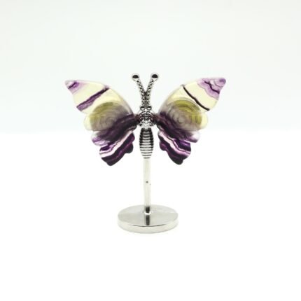 Mariposa de Fluorita tallada en mineral natural