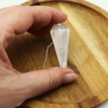 Péndulo de selenita natural para radiestesia Trece Elementos