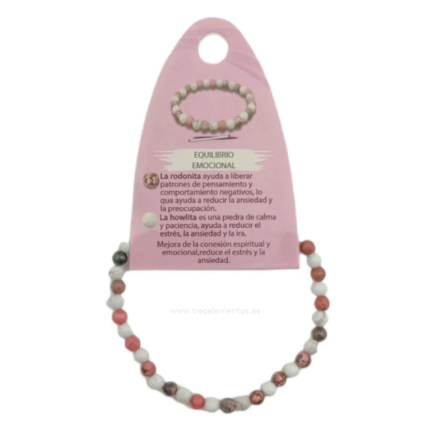 Pulsera Equilibrio Emocional de Rodonita y Howlite 4 mm